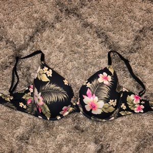 PINK Hawaiian print push up bra